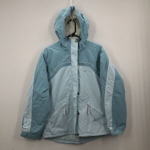 Columbia Womens Blue Long Sleeve Zipper Pockets Hooded Windbreaker Jacket Size M